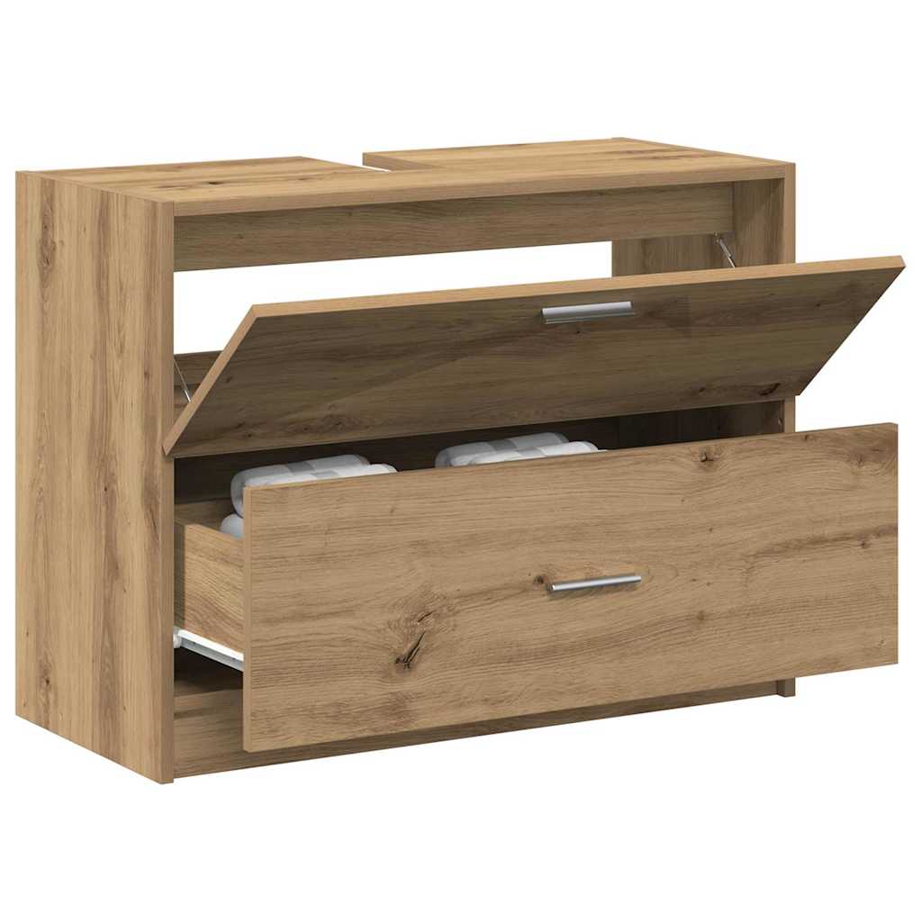 Badkamer Kast Artisan Eiken 78 x 37 x 59 cm Bewerkt hout is nu te koop bij PeponiXL, paradijselijk wonen!