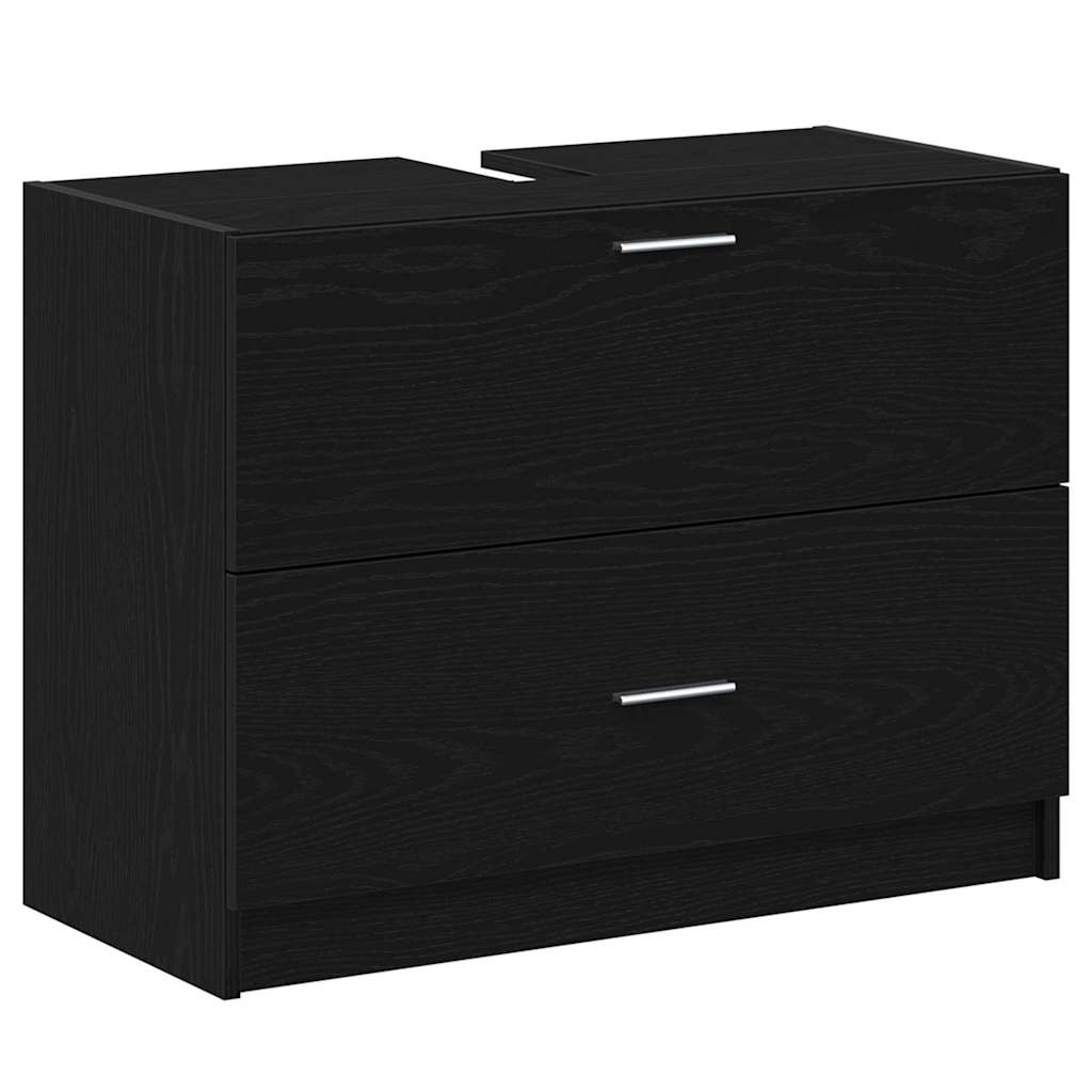 Badkamer Kast met lade Zwart Eiken 78 x 37 x 59 cm Bewerkt hout is nu te koop bij PeponiXL, paradijselijk wonen!