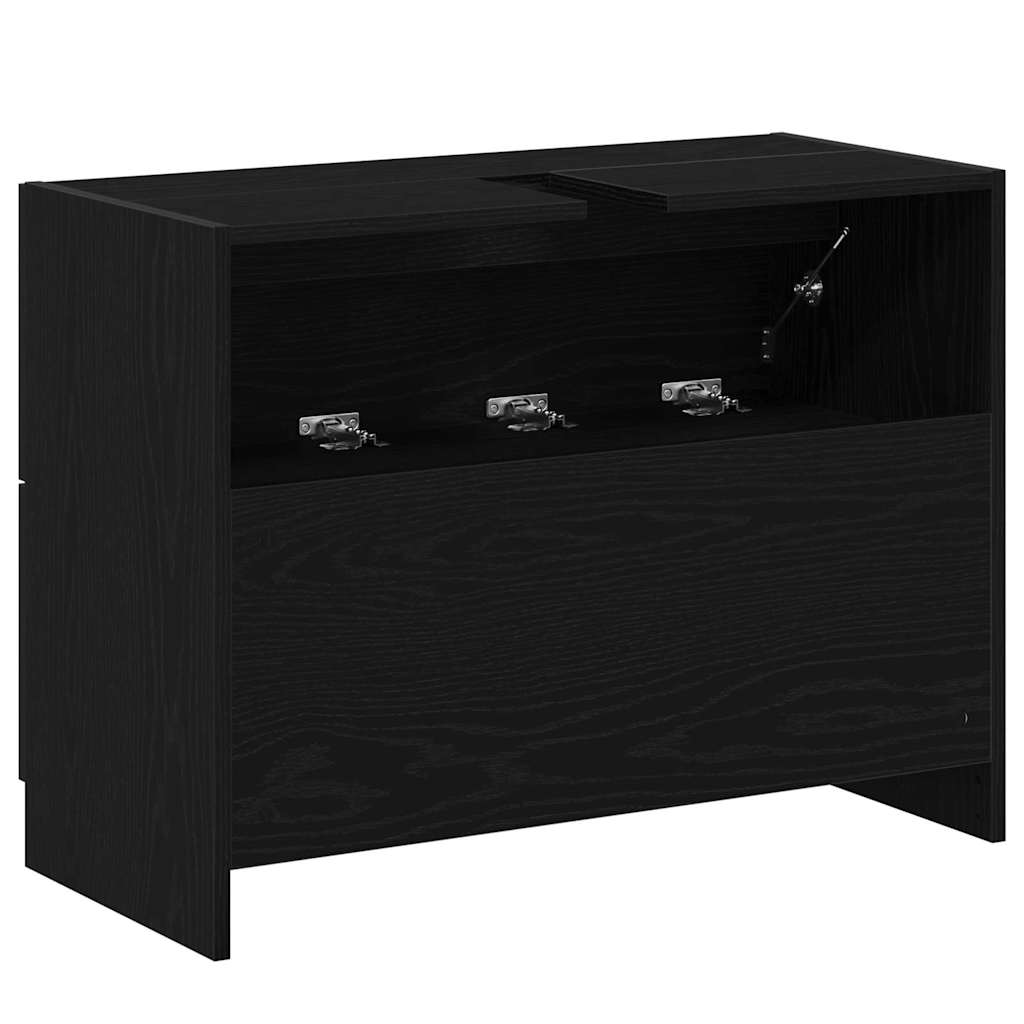 Badkamer Kast met lade Zwart Eiken 78 x 37 x 59 cm Bewerkt hout is nu te koop bij PeponiXL, paradijselijk wonen!