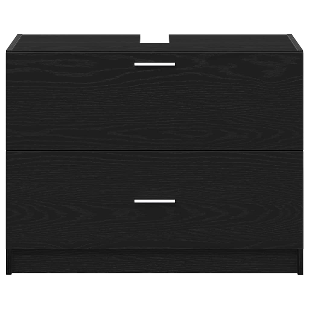 Badkamer Kast met lade Zwart Eiken 78 x 37 x 59 cm Bewerkt hout is nu te koop bij PeponiXL, paradijselijk wonen!