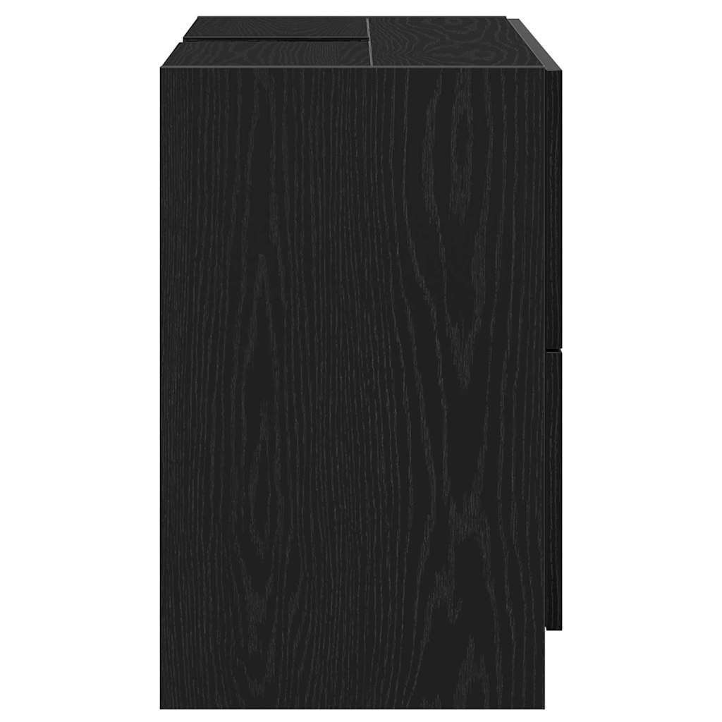 Badkamer Kast met lade Zwart Eiken 78 x 37 x 59 cm Bewerkt hout is nu te koop bij PeponiXL, paradijselijk wonen!