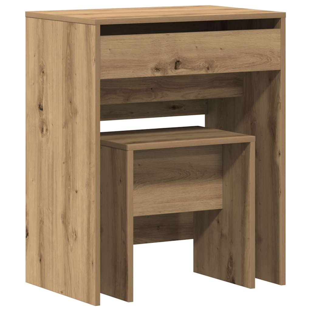 Kaptafel artisanaal eikenkleurig 60 x 40 x 75 cm Bewerkt hout is nu te koop bij PeponiXL, paradijselijk wonen!