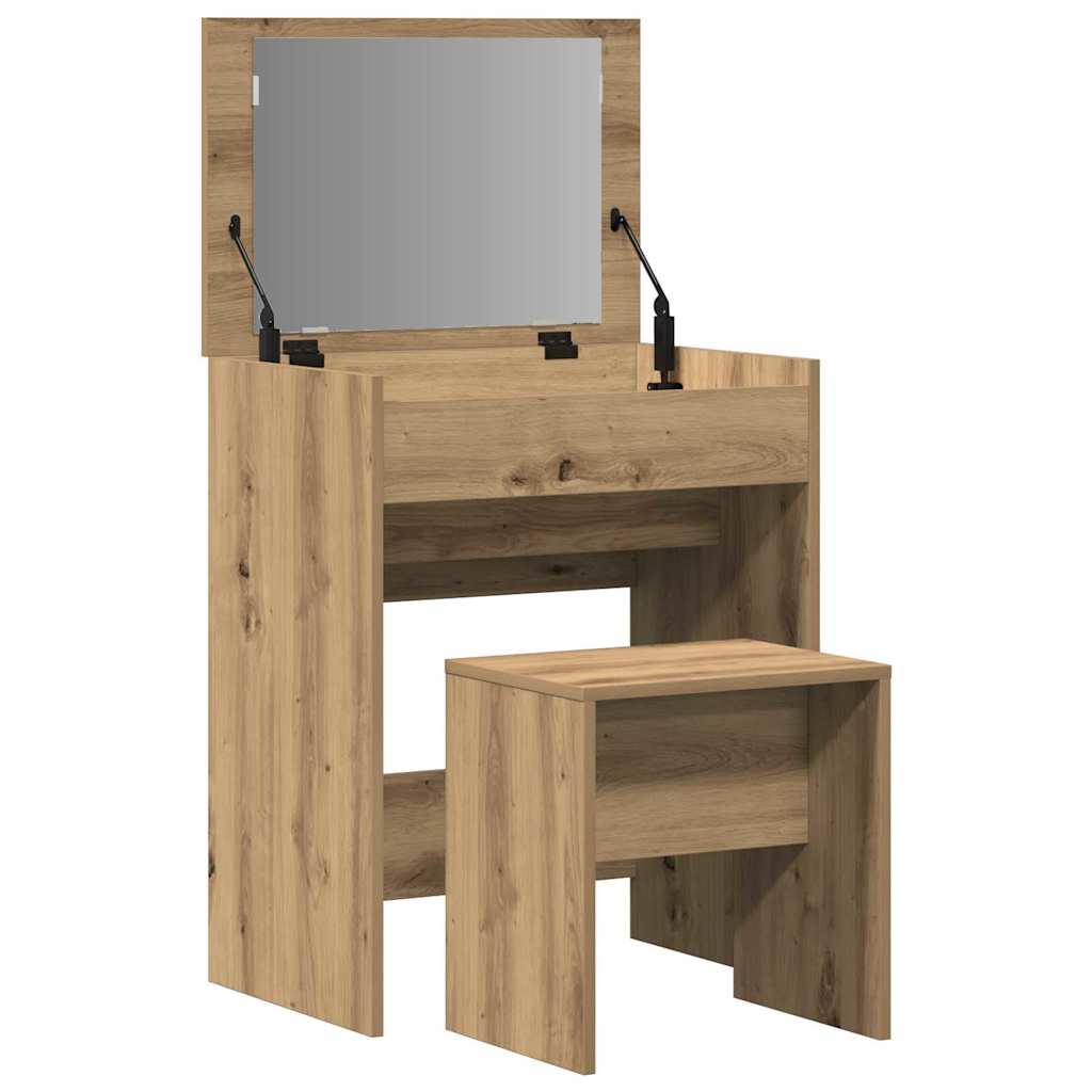 Kaptafel artisanaal eikenkleurig 60 x 40 x 75 cm Bewerkt hout is nu te koop bij PeponiXL, paradijselijk wonen!
