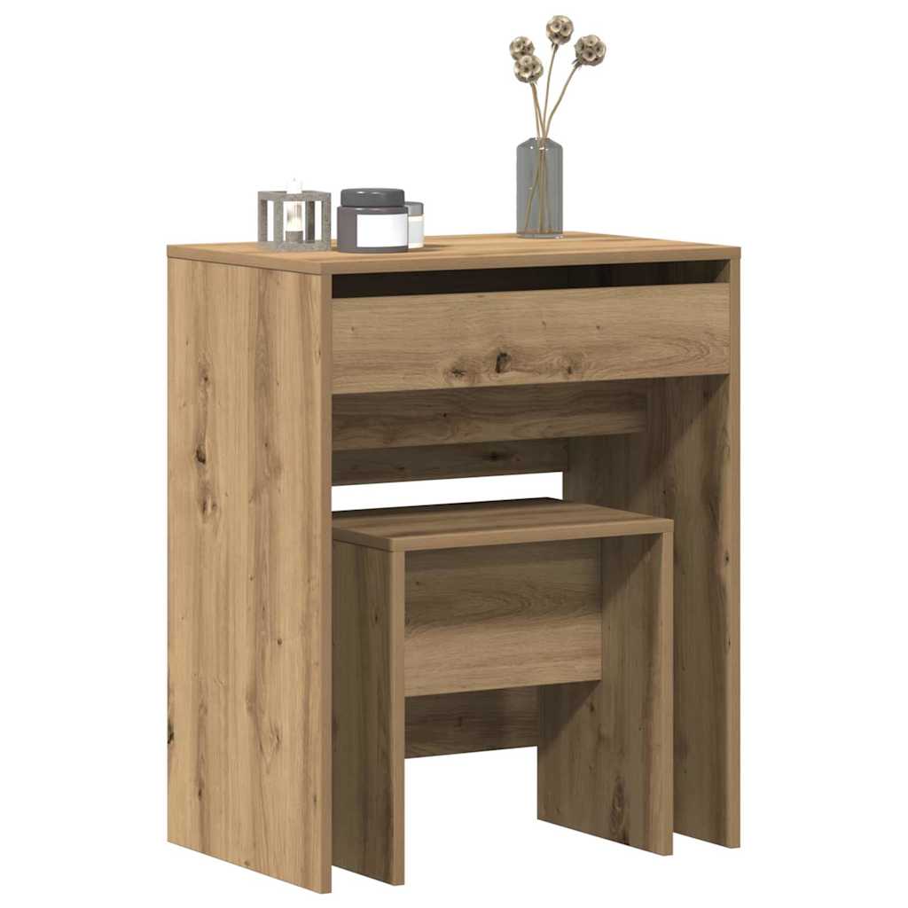 Kaptafel artisanaal eikenkleurig 60 x 40 x 75 cm Bewerkt hout is nu te koop bij PeponiXL, paradijselijk wonen!