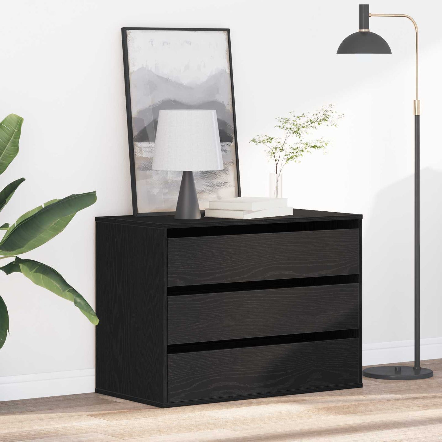 Ladenkast met lade Zwart 80 x 41 x 58 cm Bewerkt hout is nu te koop bij PeponiXL, paradijselijk wonen!
