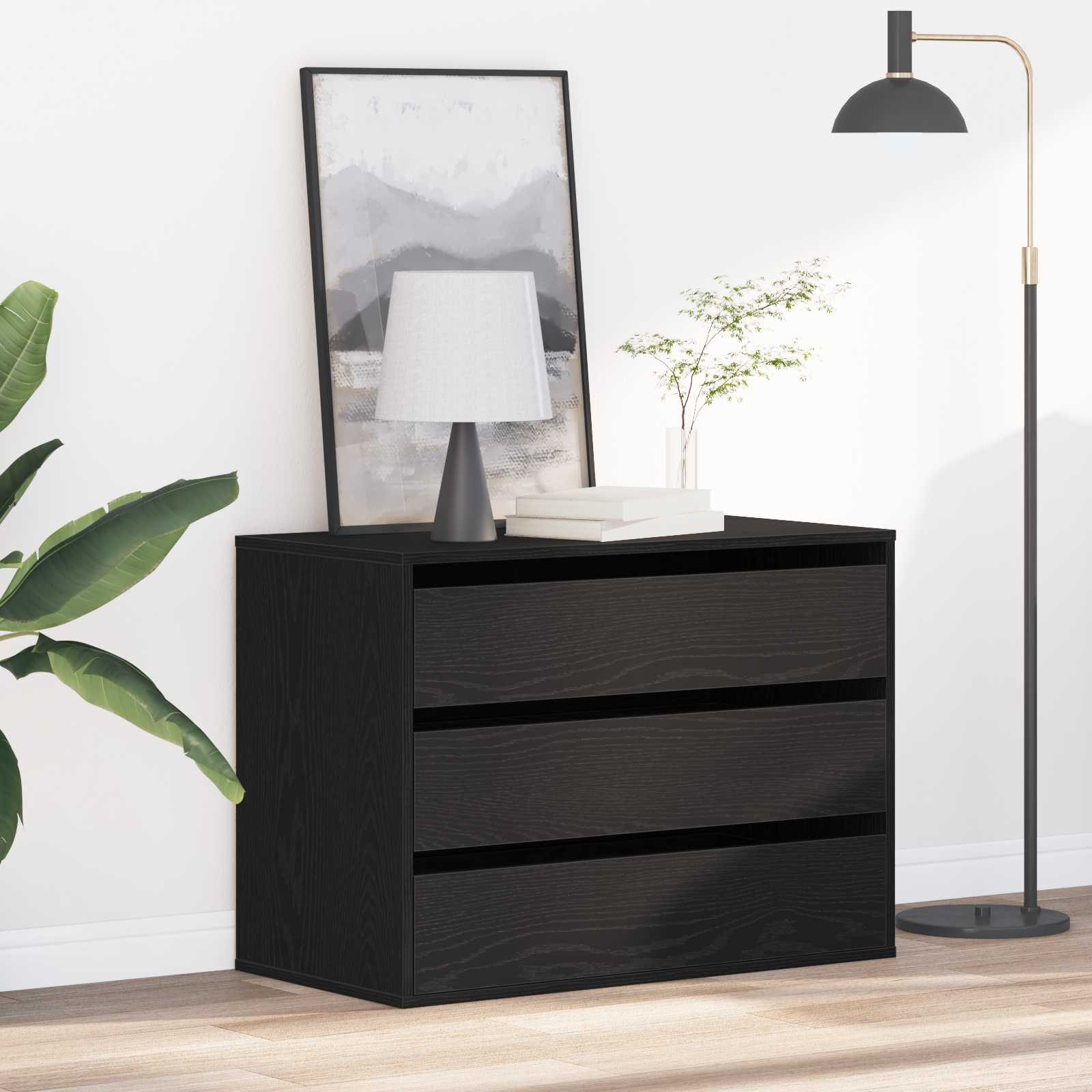 Ladenkast met lade Zwart 80 x 41 x 58 cm Bewerkt hout is nu te koop bij PeponiXL, paradijselijk wonen!
