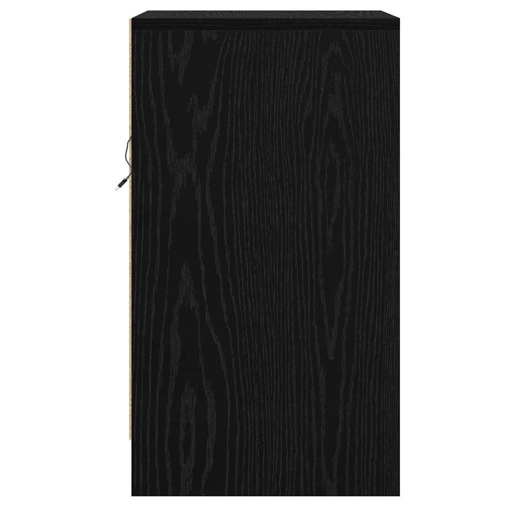 Nachtkastje met lade Zwart Eiken 38 x 34 x 61 cm Bewerkt hout is nu te koop bij PeponiXL, paradijselijk wonen!