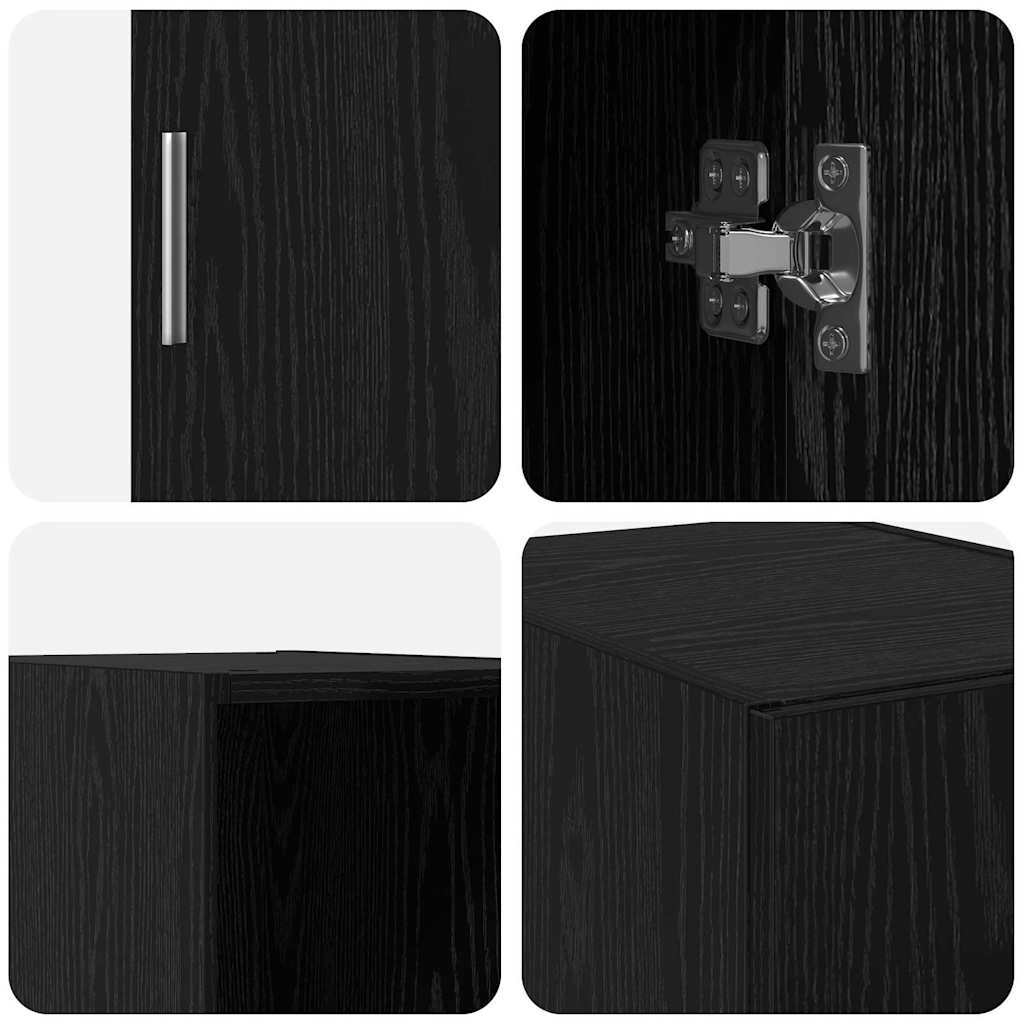 Wandkast Zwart Eiken 30 x 42,5 x 39,5 cm Bewerkt hout is nu te koop bij PeponiXL, paradijselijk wonen!