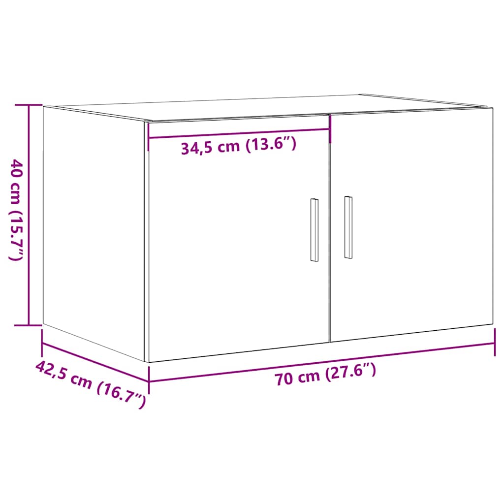 Wandkast Wandgemonteerd Oud hout 70 x 42.5 x 40 cm Bewerkt hout is nu te koop bij PeponiXL, paradijselijk wonen!