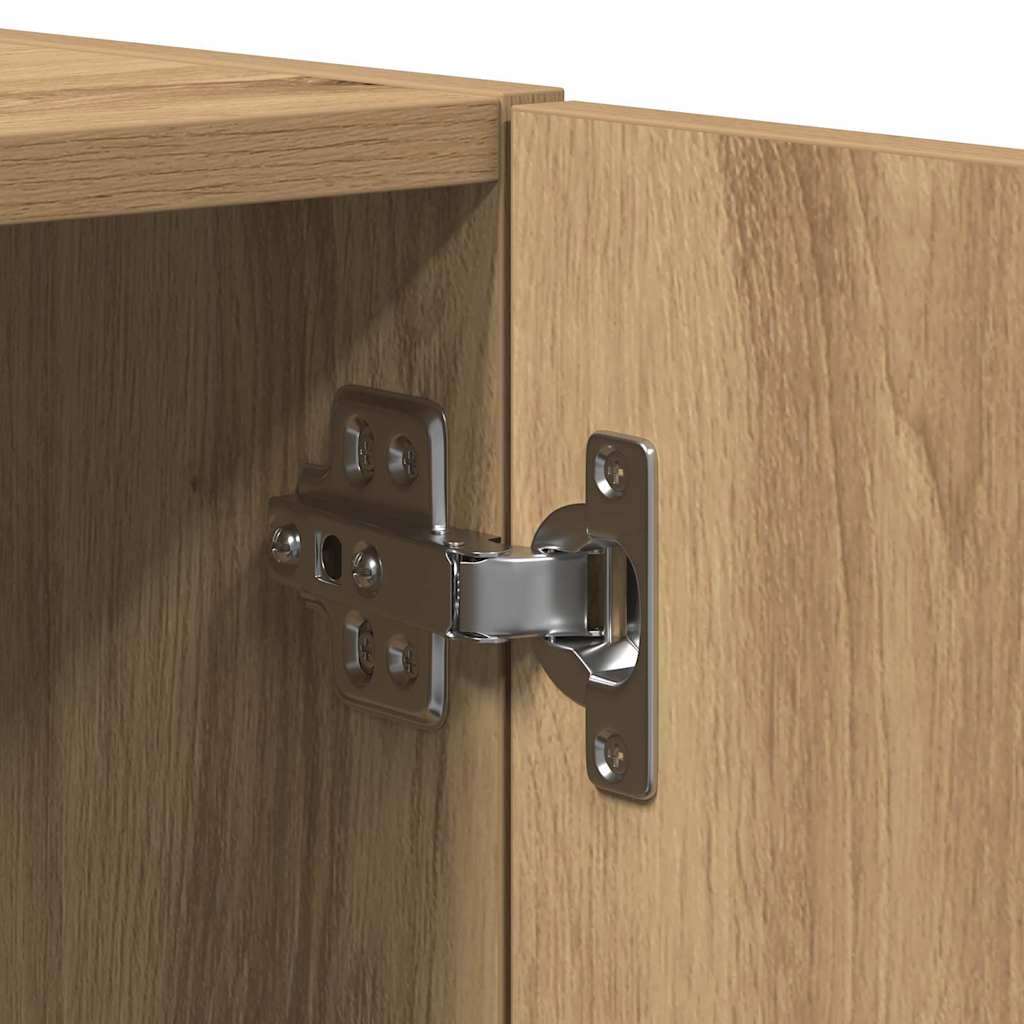 Wandkast artisanaal eikenkleurig 70 x 42.5 x 40 cm Bewerkt hout is nu te koop bij PeponiXL, paradijselijk wonen!