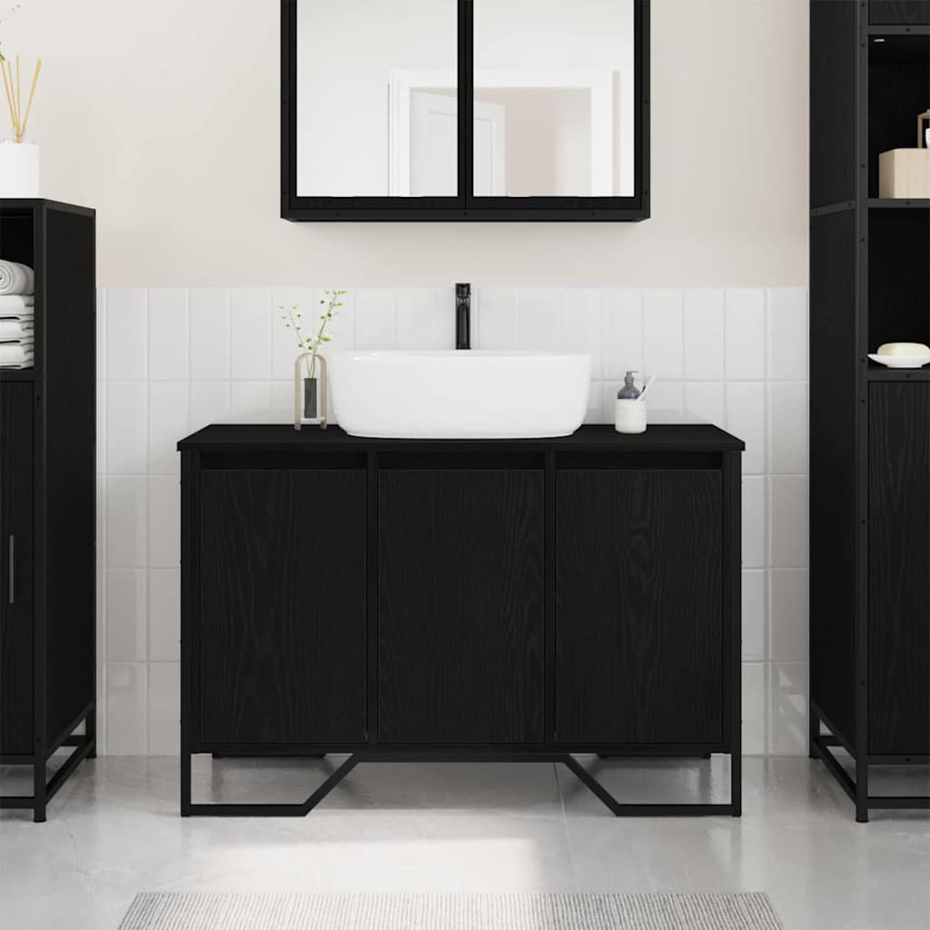 Badkamertenk te kast Zwart Eiken 91 x 35 x 60 cm Bewerkt hout is nu te koop bij PeponiXL, paradijselijk wonen!