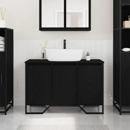 Badkamertenk te kast Zwart Eiken 91 x 35 x 60 cm Bewerkt hout is nu te koop bij PeponiXL, paradijselijk wonen!