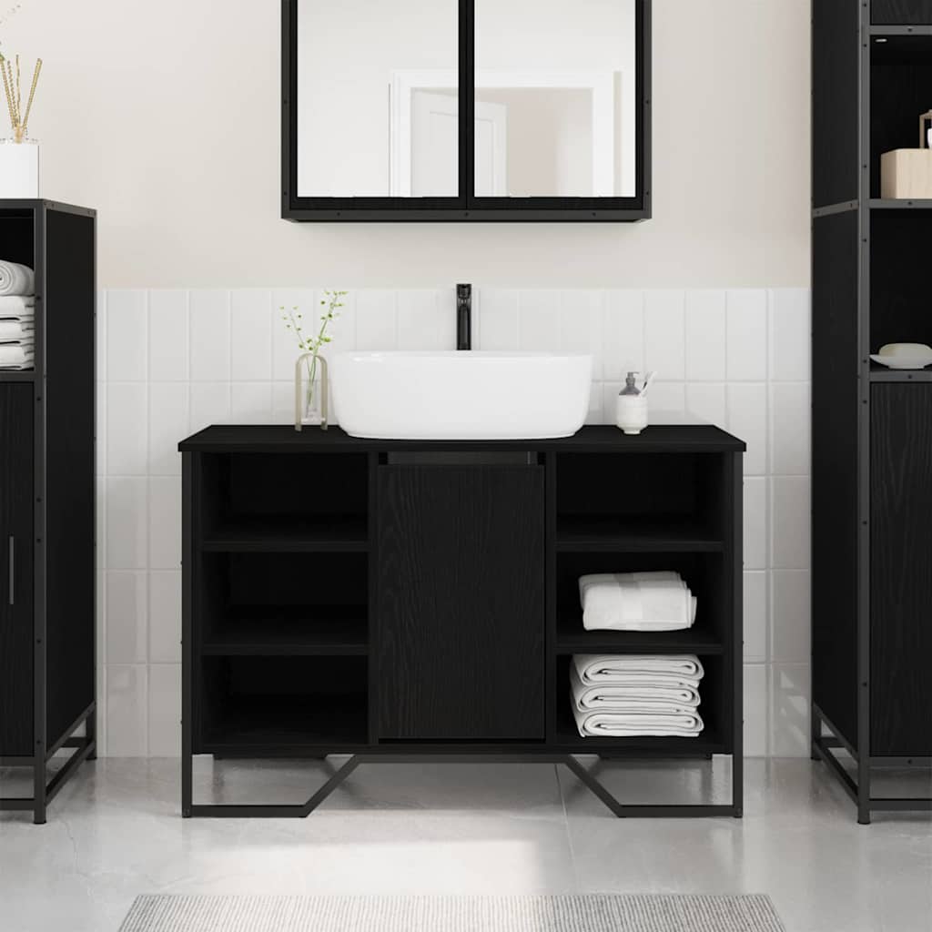 Badkamertenk te kast Zwart Eiken 91 x 35 x 60 cm Bewerkt hout is nu te koop bij PeponiXL, paradijselijk wonen!