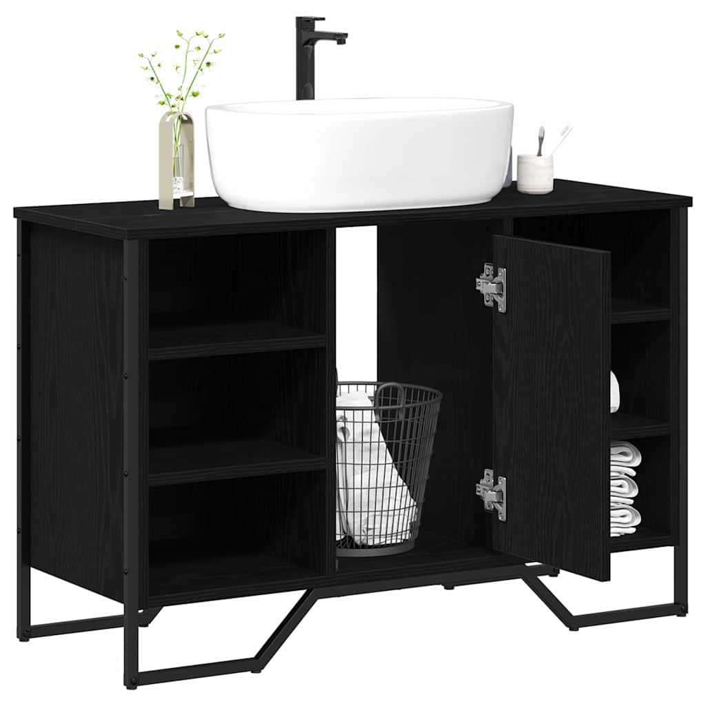 Badkamertenk te kast Zwart Eiken 91 x 35 x 60 cm Bewerkt hout is nu te koop bij PeponiXL, paradijselijk wonen!