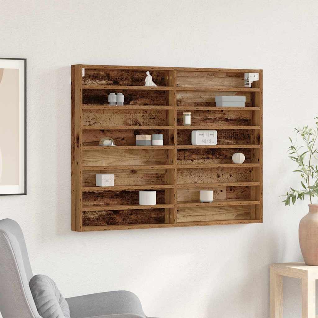 Vitrinekast met plank Oudhout 100 x 8,5 x 75 cm Bewerkt hout is nu te koop bij PeponiXL, paradijselijk wonen!