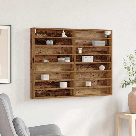 Vitrinekast met plank Oudhout 100 x 8,5 x 75 cm Bewerkt hout is nu te koop bij PeponiXL, paradijselijk wonen!
