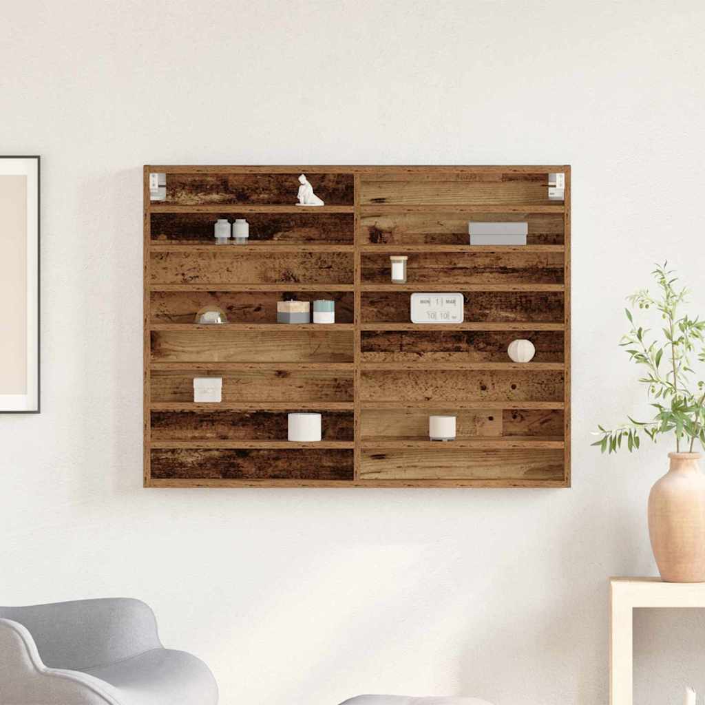 Vitrinekast met plank Oudhout 100 x 8,5 x 75 cm Bewerkt hout is nu te koop bij PeponiXL, paradijselijk wonen!