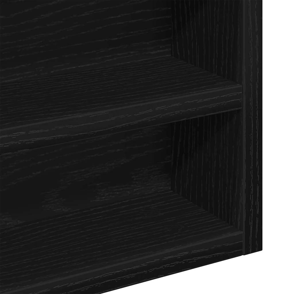 Vitrinekast Zwart Eiken 100 x 8,5 x 75 cm Bewerkt hout is nu te koop bij PeponiXL, paradijselijk wonen!