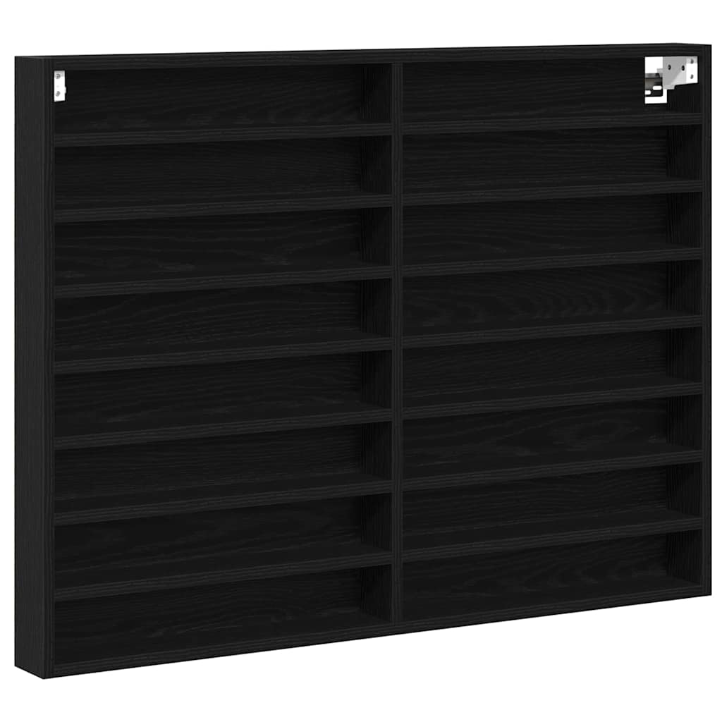 Vitrinekast Zwart Eiken 100 x 8,5 x 75 cm Bewerkt hout is nu te koop bij PeponiXL, paradijselijk wonen!