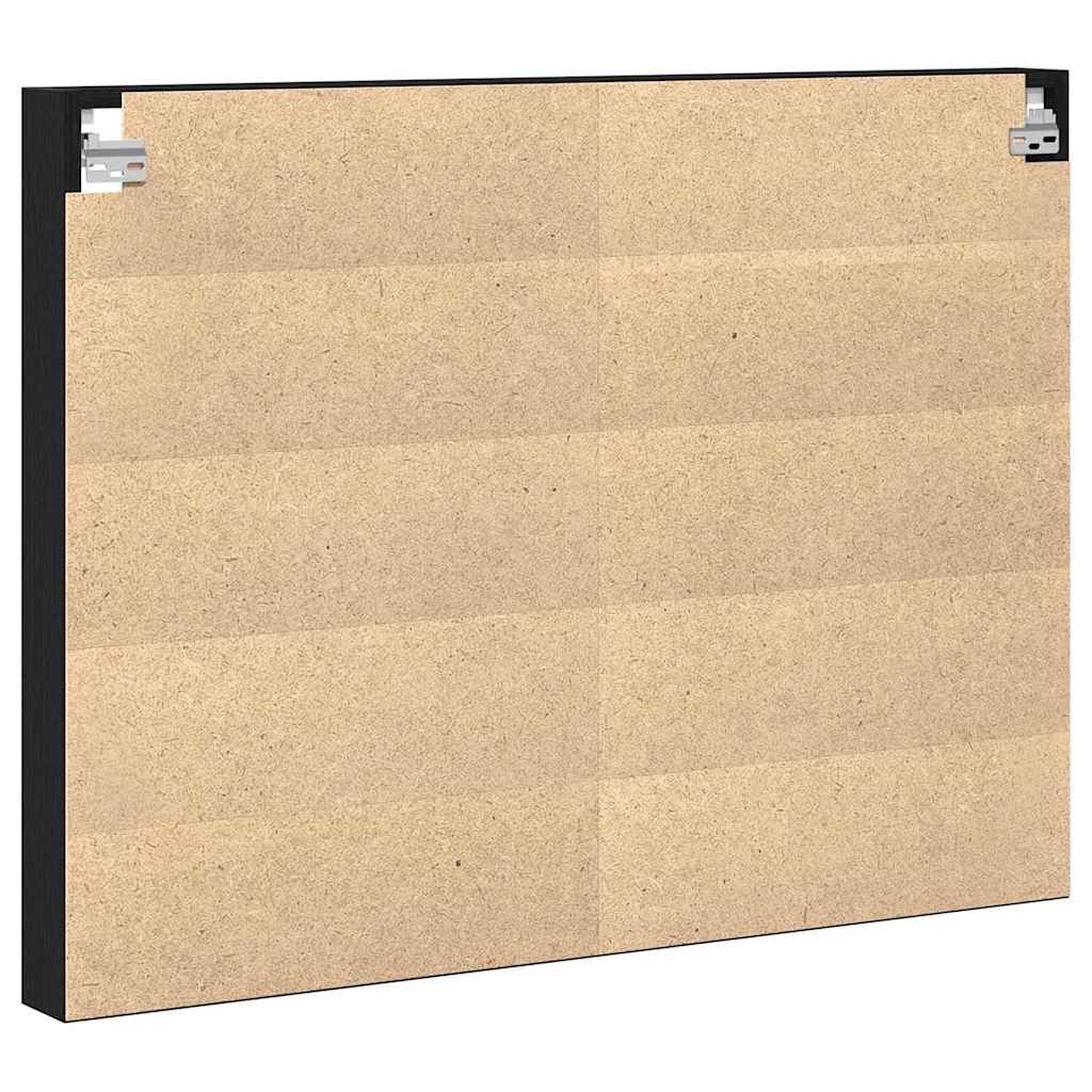Vitrinekast Zwart Eiken 100 x 8,5 x 75 cm Bewerkt hout is nu te koop bij PeponiXL, paradijselijk wonen!