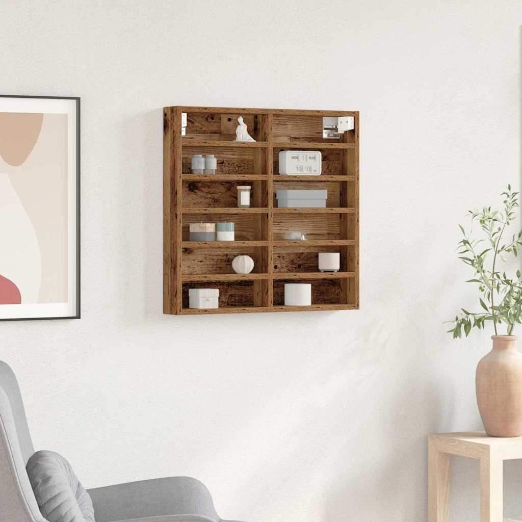 Vitrinekast met plank Oudhout 60 x 8,5 x 58 cm Bewerkt hout is nu te koop bij PeponiXL, paradijselijk wonen!