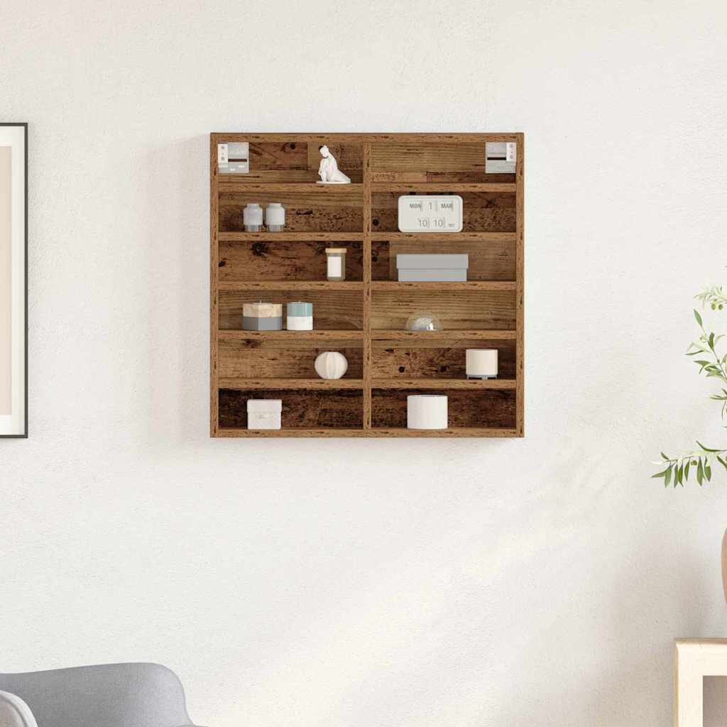 Vitrinekast met plank Oudhout 60 x 8,5 x 58 cm Bewerkt hout is nu te koop bij PeponiXL, paradijselijk wonen!