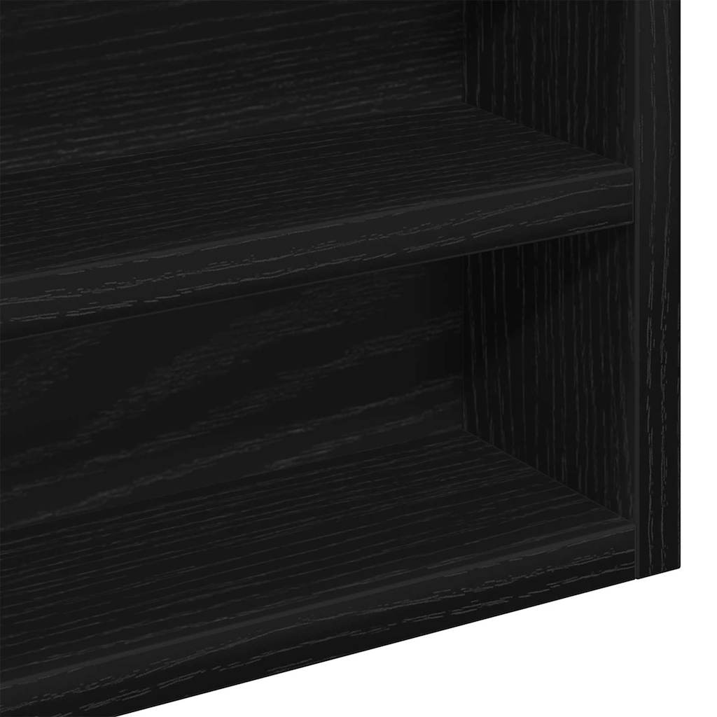 Vitrinekast met plank Zwart Eiken 60 x 8,5 x 58 cm Bewerkt hout is nu te koop bij PeponiXL, paradijselijk wonen!