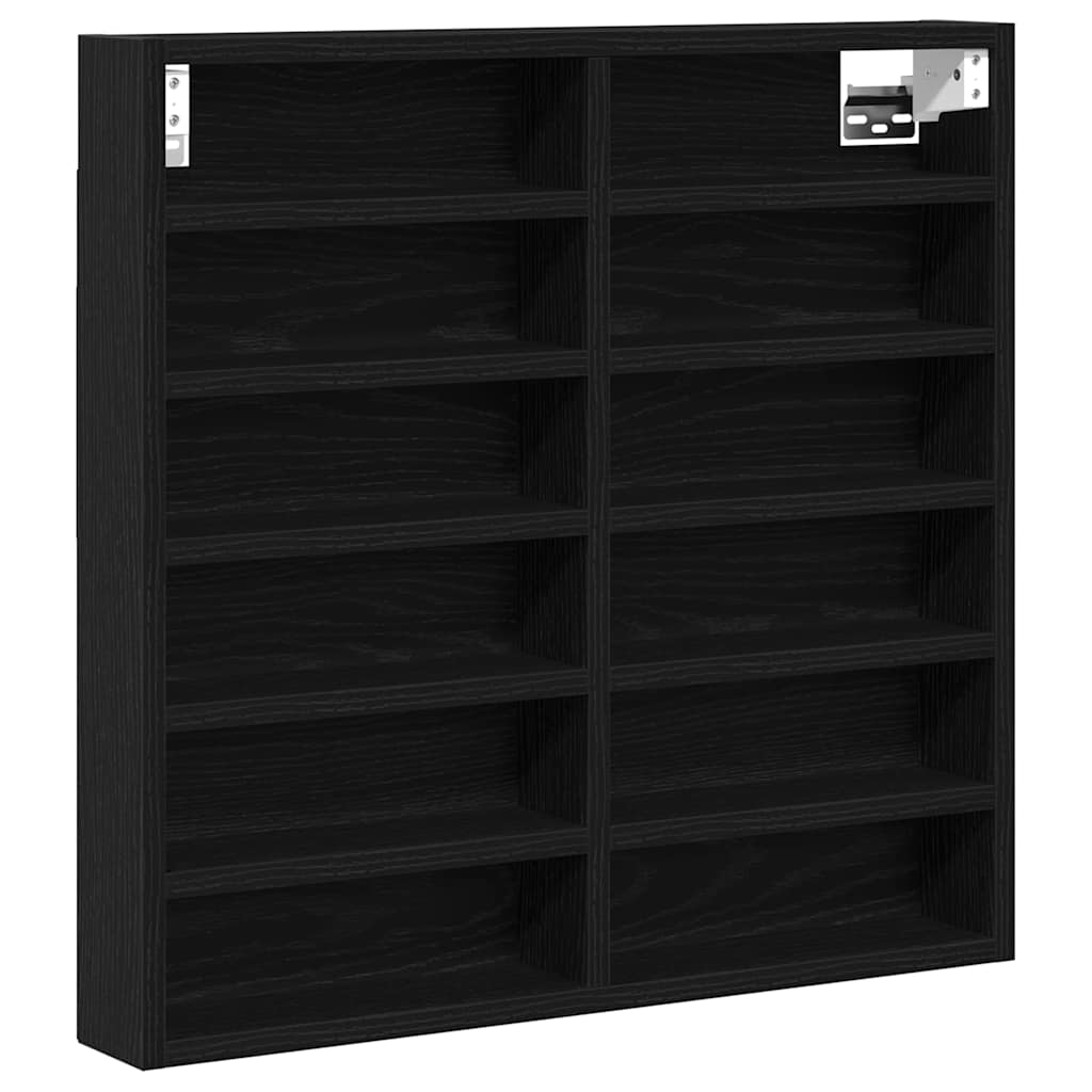 Vitrinekast met plank Zwart Eiken 60 x 8,5 x 58 cm Bewerkt hout is nu te koop bij PeponiXL, paradijselijk wonen!