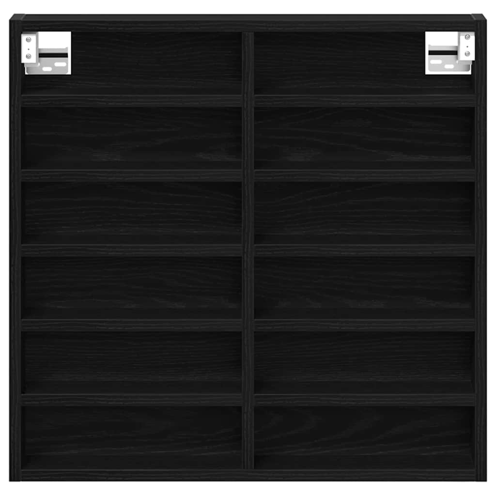 Vitrinekast met plank Zwart Eiken 60 x 8,5 x 58 cm Bewerkt hout is nu te koop bij PeponiXL, paradijselijk wonen!