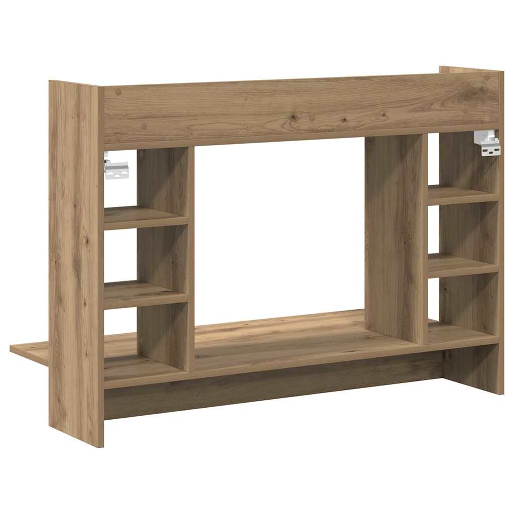 Aan de muur bevestigd bureau met plank artisanaal eikenkleurig is nu te koop bij PeponiXL, paradijselijk wonen!