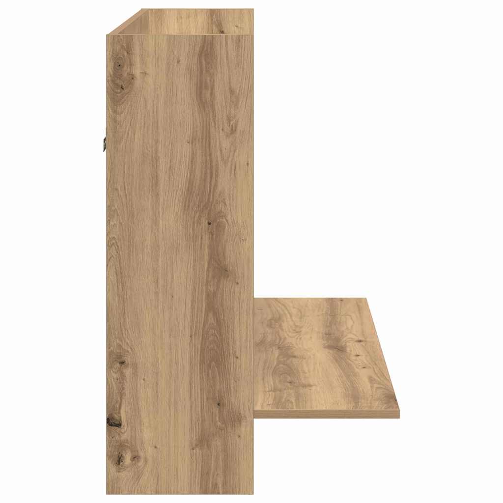 Aan de muur bevestigd bureau met plank artisanaal eikenkleurig is nu te koop bij PeponiXL, paradijselijk wonen!