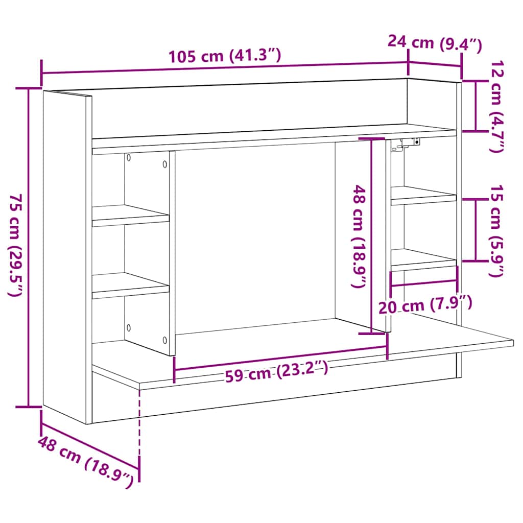 Aan de muur bevestigd bureau Zwart eiken 105 x 48 x 75 cm is nu te koop bij PeponiXL, paradijselijk wonen!