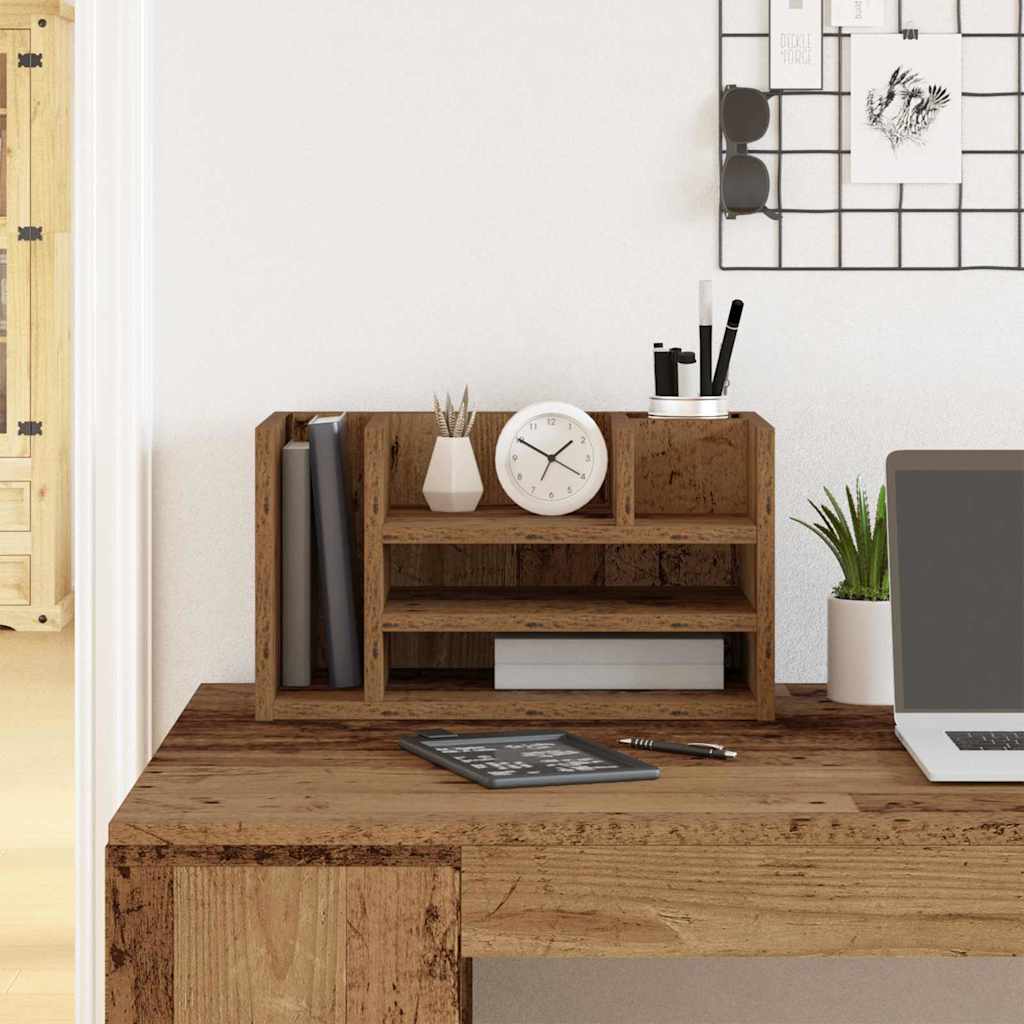 Bureau Organizer Oudhout 44,5 x 24 x 25 cm Bewerkt hout is nu te koop bij PeponiXL, paradijselijk wonen!
