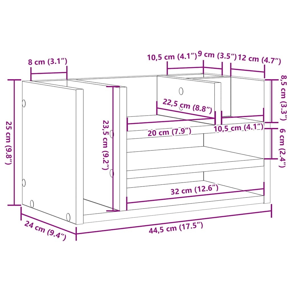 Bureau Organizer Oudhout 44,5 x 24 x 25 cm Bewerkt hout is nu te koop bij PeponiXL, paradijselijk wonen!