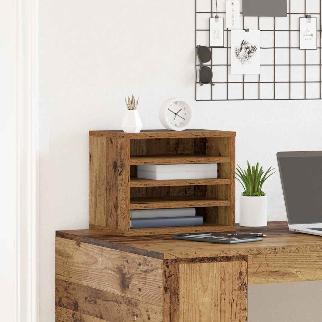 Bureau Organizer Oudhout 36 x 26 x 29,5 cm Bewerkt hout is nu te koop bij PeponiXL, paradijselijk wonen!