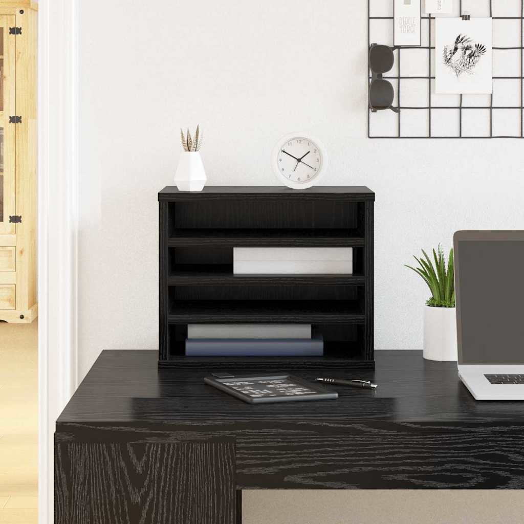 Bureau Organizer Zwart Eiken 36 x 26 x 29,5 cm Bewerkt hout is nu te koop bij PeponiXL, paradijselijk wonen!