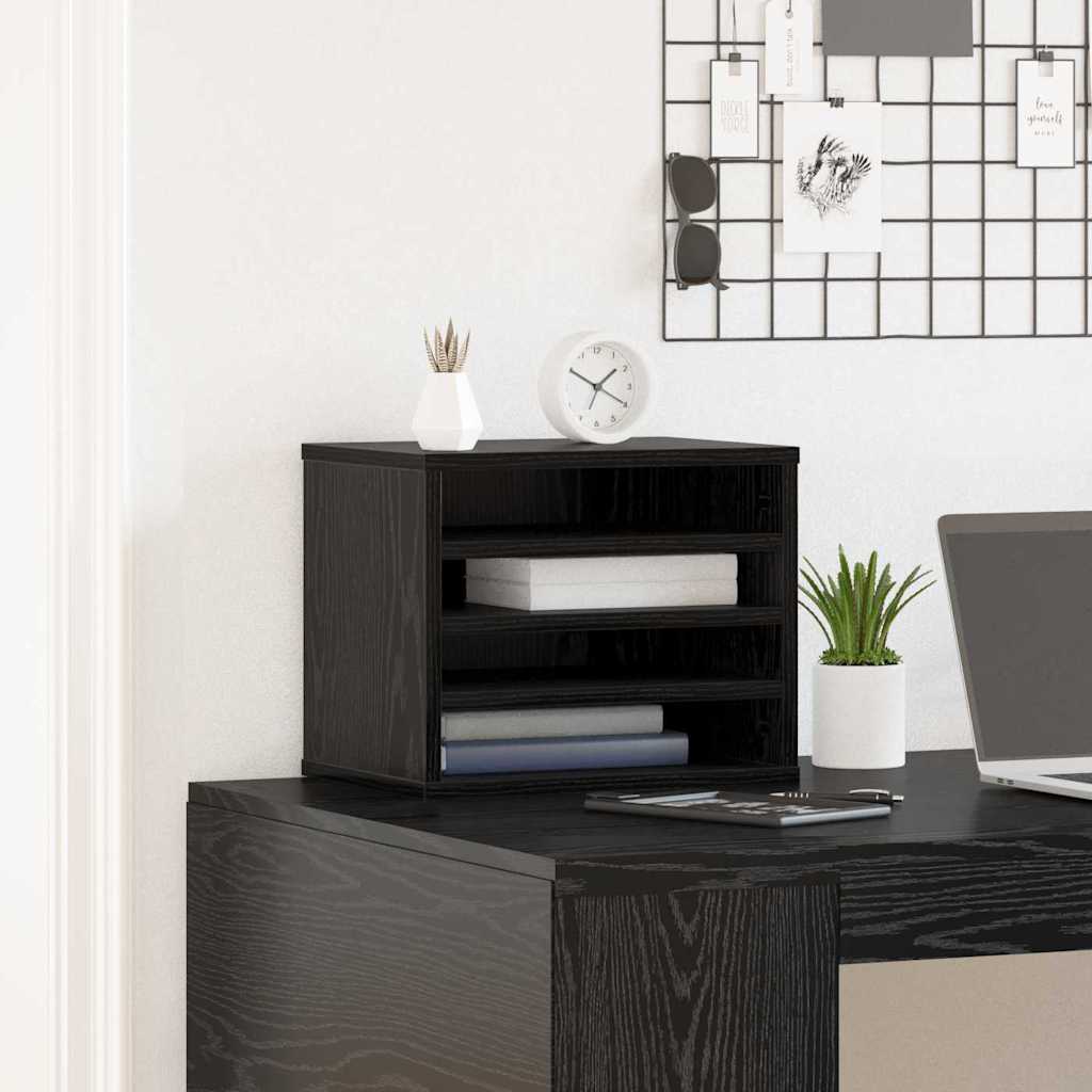 Bureau Organizer Zwart Eiken 36 x 26 x 29,5 cm Bewerkt hout is nu te koop bij PeponiXL, paradijselijk wonen!