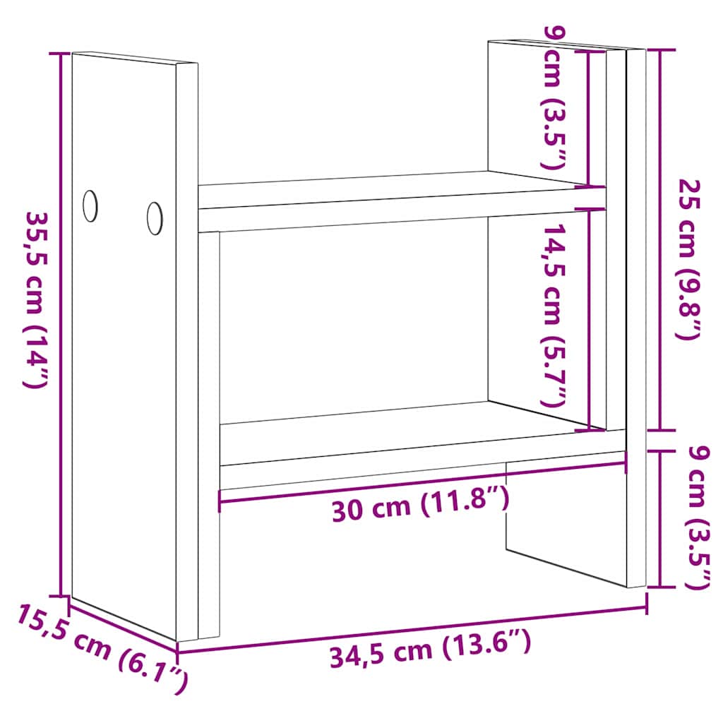Bureau Organizer Artisan Eiken 50 x 15,5 x 35,5 cm Bewerkt hout is nu te koop bij PeponiXL, paradijselijk wonen!