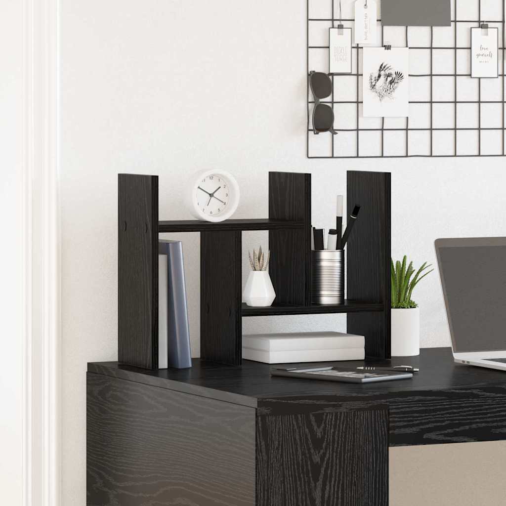 Bureau Organizer Zwart Eiken 50 x 15,5 x 35,5 cm Bewerkt hout is nu te koop bij PeponiXL, paradijselijk wonen!