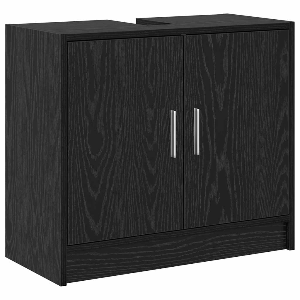 Badkamer Kast Zwart Eiken 63 x 29 x 55 cm Bewerkt hout is nu te koop bij PeponiXL, paradijselijk wonen!