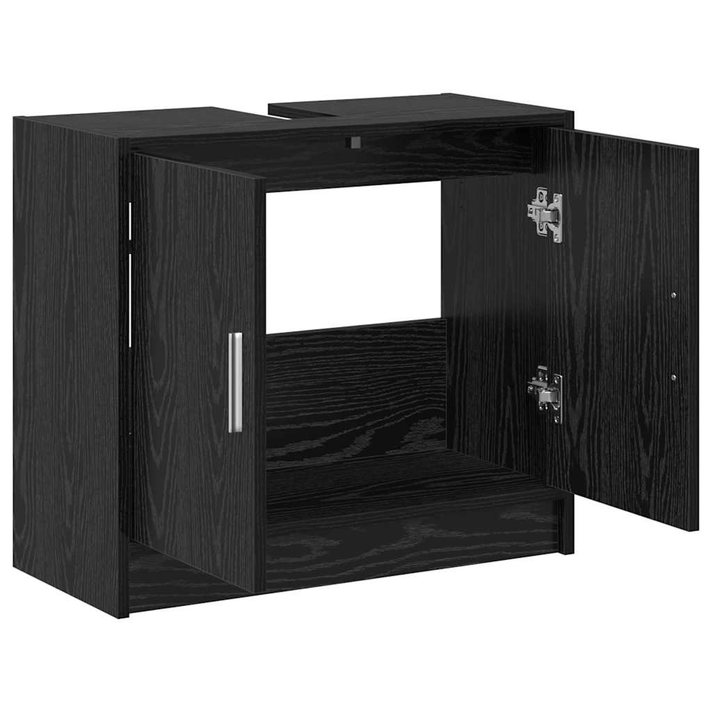 Badkamer Kast Zwart Eiken 63 x 29 x 55 cm Bewerkt hout is nu te koop bij PeponiXL, paradijselijk wonen!