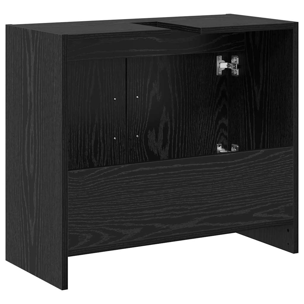 Badkamer Kast Zwart Eiken 63 x 29 x 55 cm Bewerkt hout is nu te koop bij PeponiXL, paradijselijk wonen!