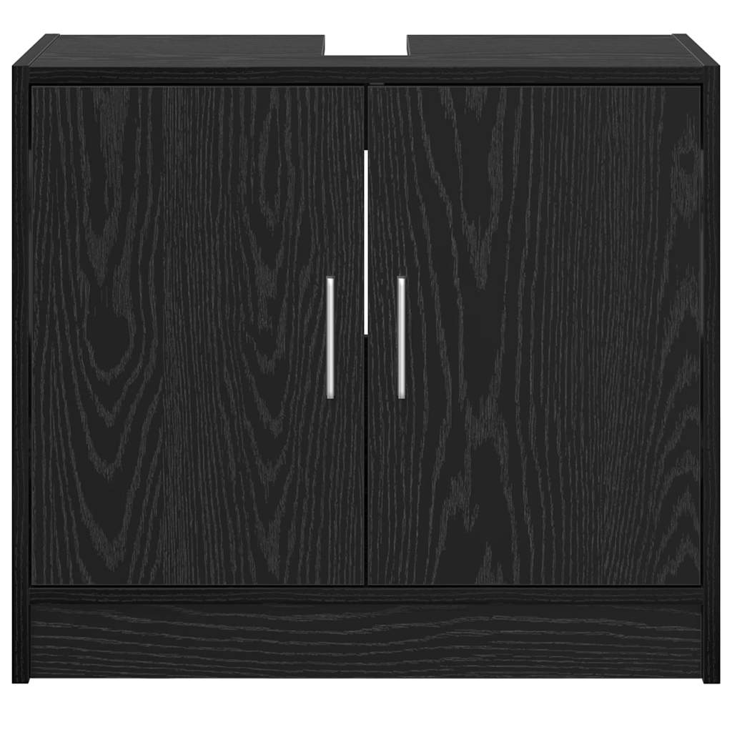 Badkamer Kast Zwart Eiken 63 x 29 x 55 cm Bewerkt hout is nu te koop bij PeponiXL, paradijselijk wonen!