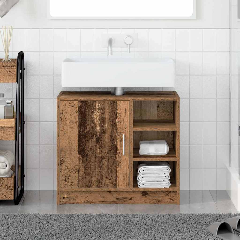Badkamerkast met plank Oud Hout 63 x 29 x 55 cm Bewerkt hout is nu te koop bij PeponiXL, paradijselijk wonen!