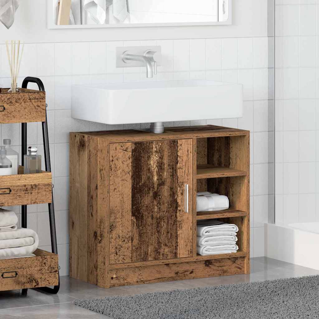Badkamerkast met plank Oud Hout 63 x 29 x 55 cm Bewerkt hout is nu te koop bij PeponiXL, paradijselijk wonen!