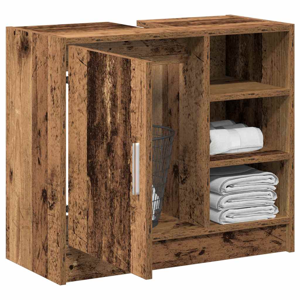 Badkamerkast met plank Oud Hout 63 x 29 x 55 cm Bewerkt hout is nu te koop bij PeponiXL, paradijselijk wonen!