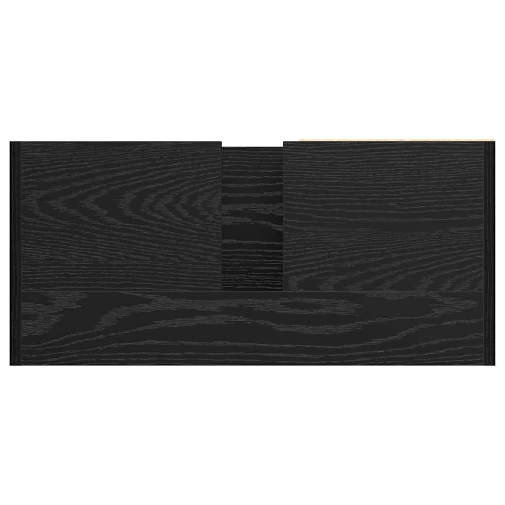 Badkamerkast met plank Zwart Eiken 63 x 29 x 55 cm Bewerkt hout is nu te koop bij PeponiXL, paradijselijk wonen!