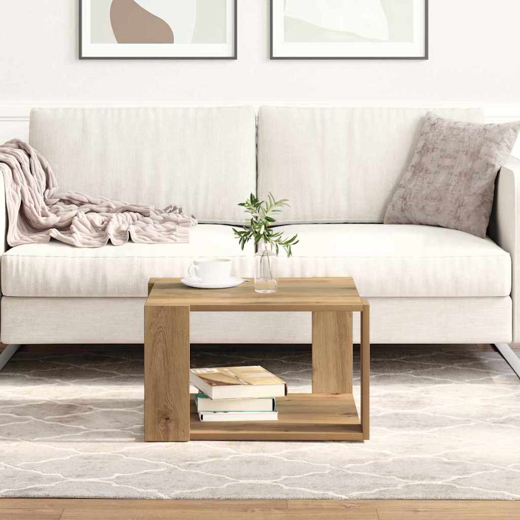 Salontafel Artisan Eiken 51,5 x 51,5 x 30 cm Bewerkt hout is nu te koop bij PeponiXL, paradijselijk wonen!