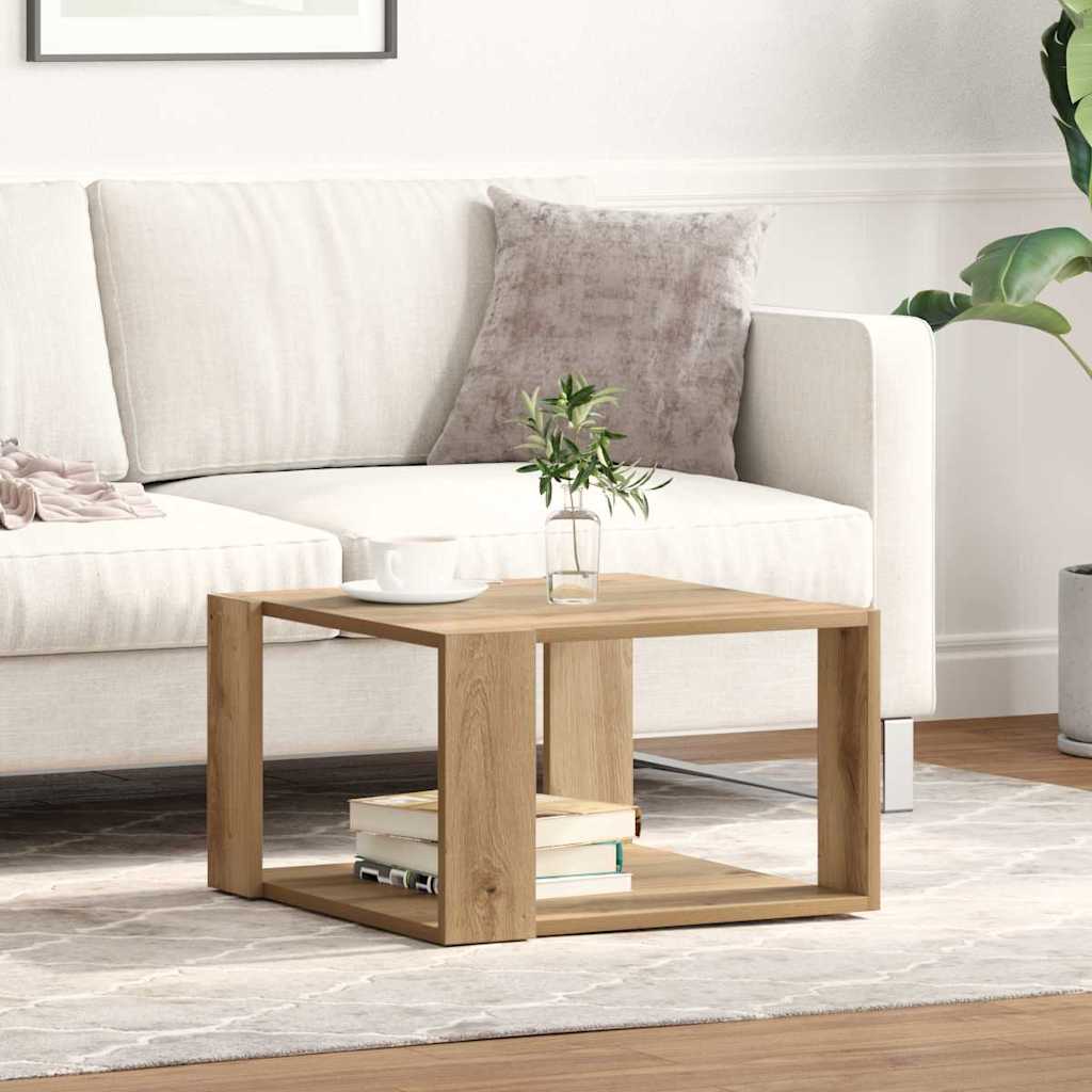 Salontafel Artisan Eiken 51,5 x 51,5 x 30 cm Bewerkt hout is nu te koop bij PeponiXL, paradijselijk wonen!