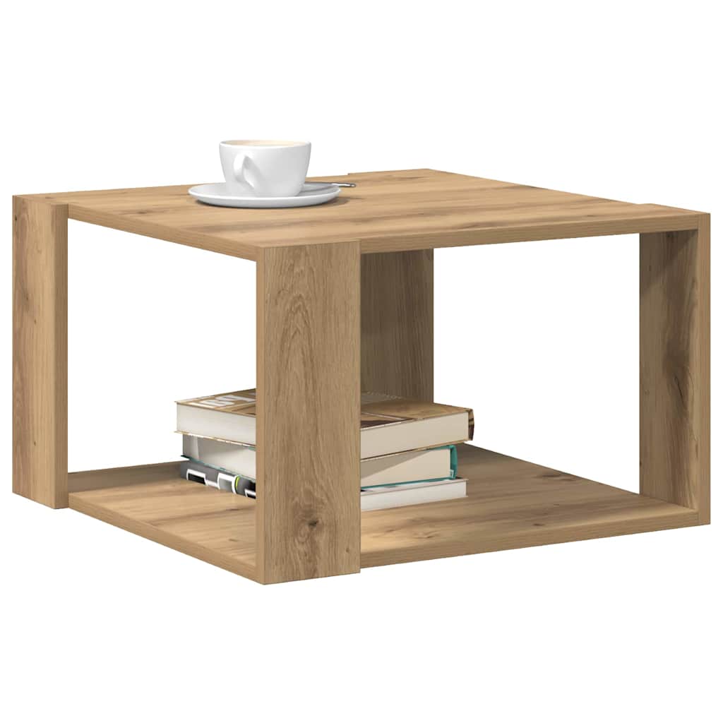 Salontafel Artisan Eiken 51,5 x 51,5 x 30 cm Bewerkt hout is nu te koop bij PeponiXL, paradijselijk wonen!